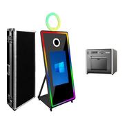 Magic Mirror Photo Booth con touch screen da 32 pollici, touch screen a specchio con cornice a LED e anello luminoso RGB, macchina per selfie da 65 pollici, per feste e eventi (65 pollici nero +