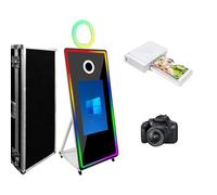 Magic Mirror Photo Booth con touch screen da 32 pollici, touch screen a specchio con cornice a LED e anello luminoso RGB, macchina per selfie da 65 pollici, per feste e eventi (65 pollici nero set