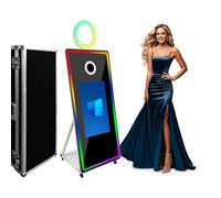 Magic Mirror Photo Booth con touch screen da 32 pollici, touch screen a specchio con cornice a LED e anello luminoso RGB, macchina per selfie da 65 pollici, per feste e eventi (65 pollici