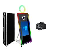 Magic Mirror Photo Booth con touch screen da 32 pollici, touch screen a specchio con cornice a LED e anello luminoso RGB, macchina per selfie da 65 pollici, per feste e eventi (65 pollici bianco +
