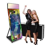 Magic Mirror Photo Booth Machine 165 '' Specchio Photo Booth con touch screen da 43 '', luce di riempimento RGB aggiornata adatta per esigenze fotografiche in varie posizioni (nero, macchina per