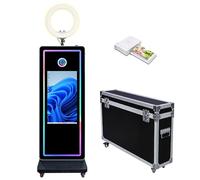 Magic Mirror Photo Booth Machine 32 pollici Touch Screen Photo Booth con luce ad anello e luce RGB, adatta per attività interne ed esterne (Machine+Mini stampante)