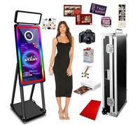 Magic Mirror Photo Booth Machine 40" 21.5" Touch Screen Multifunzionale Photobooth Professionale Luci RGB a per Feste di Matrimonio Compleanno(Nero, Fotocamera con stampante e Photo Booth)
