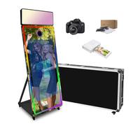 Magic Mirror Photo Booth Machine 65 '' Specchio Photo Booth con 43 '' Touch Screen, Aggiornamento RGB Luce di riempimento adatta per esigenze fotografiche in varie posizioni (nero, macchin fotocamera