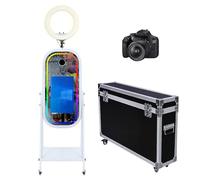 Magic Mirror Photo Booth Machine con luce ad anello, touch screen da 21,5", custodia per cabina fotografica, controllo tramite app, luce RGB per eventi di festa di nozze (Machine + fotocamera)