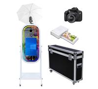 Magic Mirror Photo Booth Machine con ombrello dalla luce morbida, touch screen da 21,5", custodia per cabina fotografica, controllo tramite app, luce RGB per eventi di festa di nozze (Machine+