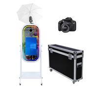 Magic Mirror Photo Booth Machine con ombrello dalla luce morbida, touch screen da 21,5", custodia per cabina fotografica, controllo tramite app, luce RGB per eventi di festa di nozze (Machine +