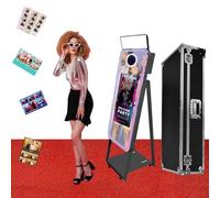Magic Mirror Photo Booth Machine con touch screen interattivo, cabina fotografica DSLR per selfie, mini PC integrato, luce RGB e custodia da viaggio per eventi, noleggio feste di nozze (nero, 40