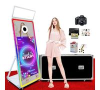 Magic Mirror Photo Booth Machine, mini PC integrato, luce RGB e sincronizzazione musicale per feste di nozze (macchina da 65 pollici, touch screen da 43 pollici) (bianco,Insieme completo)