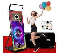 Magic Mirror Photo Booth Machine, mini PC integrato, luce RGB e sincronizzazione musicale per feste di nozze (macchina da 65 pollici, touch screen da 43 pollici) (nero, cabina fotografica)