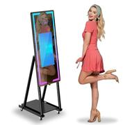 Magic Mirror Photo Booth Machine, specchio magico portatile con touch screen DSLR SelfIe con controllo app, luce di riempimento RGB, specchio per fotocamera, cabina fotografica per matrimoni