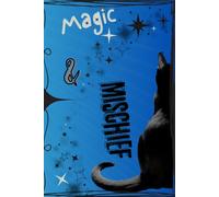 Magic & Mischief Side Hustle: Stylized Blank Notebook Journal Side View of Black Cat and Star Graphics