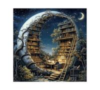 Magic Moon Library Puzzle 1000 pezzi per adulti, libro notturno Foresta Fantasy Jigsaw Puzzle, Vintage Space Bookshelf Nature Puzzle