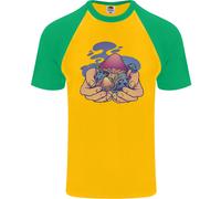 Magic Mushroom Hands Mycology Trippy Uomo S/S Baseball T-Shirt