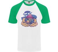 Magic Mushroom Hands Mycology Trippy Uomo S/S Baseball T-Shirt