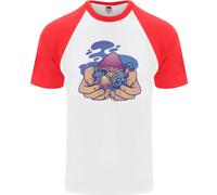 Magic Mushroom Hands Mycology Trippy Uomo S/S Baseball T-Shirt