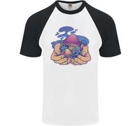 Magic Mushroom Hands Mycology Trippy Uomo S/S Baseball T-Shirt