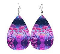 Magic Mushroom Pvc Orecchini pendenti in pelle artificiale, il gancio è in materiale placcato argento 925