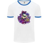 Magic Mushroom Skull LSD Allucinogeno Uomo Ringer T-Shirt