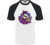 Magic Mushroom Skull LSD Allucinogeno Uomo S/S Baseball T-Shirt