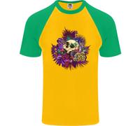 Magic Mushroom Skull LSD Allucinogeno Uomo S/S Baseball T-Shirt