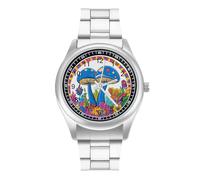 Magic Mushrooms - Orologio da polso al quarzo, in acciaio inox, con numeri arabi, per uomo e donna, Stile:, regular, MHXYZHW