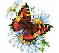Magic Needle 42-11 ZW - Set punto croce con motivo a farfalla e margherite, in cotone, multicolore, 17 x 18 cm