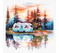 Magic Needle - Kit per punto croce, motivo: tramonto sul lago, 18 x 18 cm