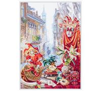 Magic needle Venezia 528-555 ZW Carnevale Set punto croce con motivo contato, in cotone, multicolore, 30 x 45 cm
