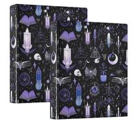 Magic Night - Raccoglitore a 3 anelli, 3,8 cm, in PVC, con anello a D e tasca trasparente per articoli da ufficio, confezione da 2