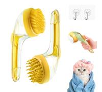 Magic Pet Bath Brush, 2-in-1 Bath Brush for Dogs & Cats, Dog Washing with Soap Dispenser, for Cats, Long-Haired, Short-Haired, Soft, or Wiry Pets (Yellow)