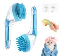 Magic Pet Bath Brush, 2-in-1 Bath Brush for Dogs & Cats, Dog Washing with Soap Dispenser, for Cats, Long-Haired, Short-Haired, Soft, or Wiry Pets (Blue)