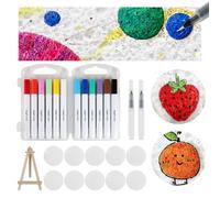 Magic Puffy Paint Set con 12 penne colorate, carta da colorare 3D in spugna rotonda con texture in gommapiuma, carta per pittura a puffy painting fai da te per bambini e adulti, set di arte creativa