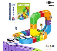 Magic Rail Block Train, Set di Treno Elettrico Klickrail, Gioco Costruttivo con Binari per Treno, Sistema di Montaggio 3D e Vagoni a Motore (Set da 51 Pezzi + 1 Locomotiva)