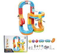 Magic Rail Block Train, Set di Treno Elettrico Klickrail, Gioco Costruttivo con Binari per Treno, Sistema di Montaggio 3D e Vagoni a Motore (Set da 81 Pezzi + 1 Locomotiva)