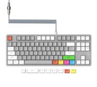 MAGIC-REFINER AK873 Tastiera meccanica da gioco con cavo al 75%, interruttore rosso anti-ghosting, 8 tasti a sublimazione fai da te, con LED arcobaleno, backlist per utenti PC, Xbox, PS4Mac (bianco