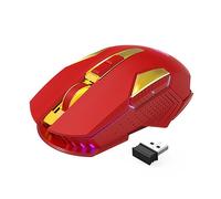 MAGIC-REFINER Mouse Da Gioco Senza Fili, X18-G502 2.4G Mouse Per Computer A Scatto Silenzioso Con Ricevitore USB, 2400 DPI Ottici, 7 Luci RGB, Batteria Ricaricabile, Per PC/Mac - Rosso