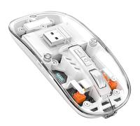 MAGIC-REFINER Mouse Wireless Ricaricabile, 2.4Ghz e Bluetooth 5.0 Silenzioso Mouse Senza Fili Ottico Ultra Sottile 2400 DPI, Mouse Gaming Trasparente, Batteria Visibile, per Laptop/PC/Mac, Bianco