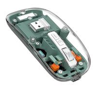 MAGIC-REFINER Mouse wireless, sottile, senza fili, doppia modalità, Bluetooth 5.1/2.4G, silenzioso, ricaricabile, trasparente, 2400 dpi, 4 regolabili, livello della batteria visibile, per laptop/PC