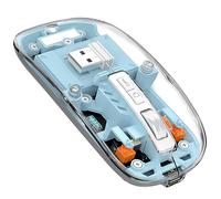 MAGIC-REFINER Wireless Rechargeable Mouse, 2.4Ghz and Bluetooth 5.0 Silent Ultra-Thin 2400 DPI Gaming With Visible Battery, for Laptop/PC/Mac, Blue