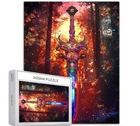 Magic Rune Sword 1000 pezzi Puzzle per adulti Misterioso Bosco Sfondo Art Puzzle colorato fai da te per la decorazione della casa Regali Puzzle Famiglia Perfetto per Notti di Gioco 50 × 70 cm