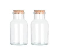 Magic Season Bottiglie di Vetro Decorative con Tappi di Sughero (150 ml Bottiglie Rotonde a Bocca Larga / 2 Pezzi)