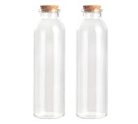 Magic Season Bottiglie di Vetro Decorative con Tappi di Sughero (350 ml Bottiglie Rotonde / 2 Pezzi)