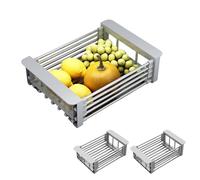 MAGIC SELECT 2X Cestello Scolapiatti Tekescopico.. Vassoio Scarico per Lavello Estensibile in Acciaio Inossidabile per Asciugare Posate e Piatti. Scolapiatti per Lavare Frutta e Berdura.