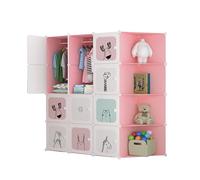 MAGIC SELECT Armadio Modulare per Bambini, Scaffalatura e Organizer, 16 Moduli, 140x105 cm, Rosa