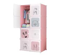 MAGIC SELECT Armadio Modulare per Bambini, Scaffalatura Modulare, Armadio per Bambini, Organizer Modulare, Scaffale per la Casa, 8 Moduli, 140x105 cm,Rosa