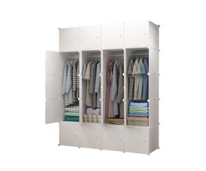 MAGIC SELECT Armadio modulare, Scaffalatura Modulare, Armadio Organizzatore Modulare per Abiti per la Casa, Ripiano Portaoggetti per Camera da Letto, 20 Moduli, 4 Barre, 175x140 cm, Bianco