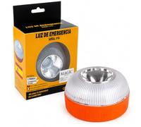 MAGIC SELECT Luce di Emergenza V16 per Segnaletica Stradale Auto e Moto | Luce Gialla Lampeggiante, Luce Bianca Fissa, Accensione Automatica, Base Magnetica, Batteria Ricaricabile