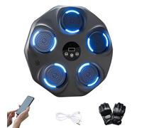 MAGIC SELECT Macchina da Boxe Musicale. Attrezzatura da Allenamento da Parete con LED, Guantoni da Boxe, Bluetooth e Luci a Ritmo di Musica per Bambini/Adulti. (9 modalità, 43x43 cm)