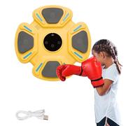 MAGIC SELECT Macchina da Boxe Musicale, Attrezzatura da Allenamento per Boxe a Parete in PU, Pad da Boxe a LED, 3 Canzoni Diverse, Luci al Ritmo della Musica per Bambini e Adulti. (32x32x4,5 cm)